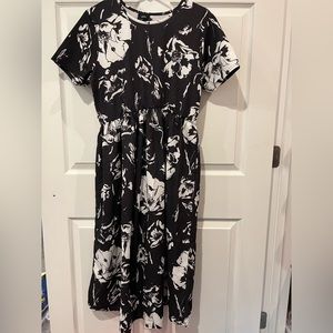ASOS black and white floral midi maternity dress - size 12